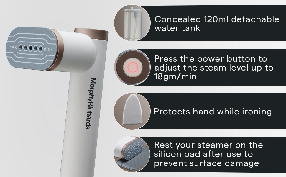 Morphy Richards Vogue Garment Steamer with 1200 Watt Power 90 Degree Rotatable Head 18g/min